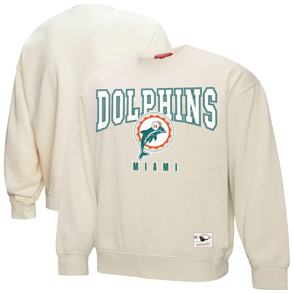 Miami Dolphins Women's Fandom Fleece Pullover Sweatshirt - Cream Pullover