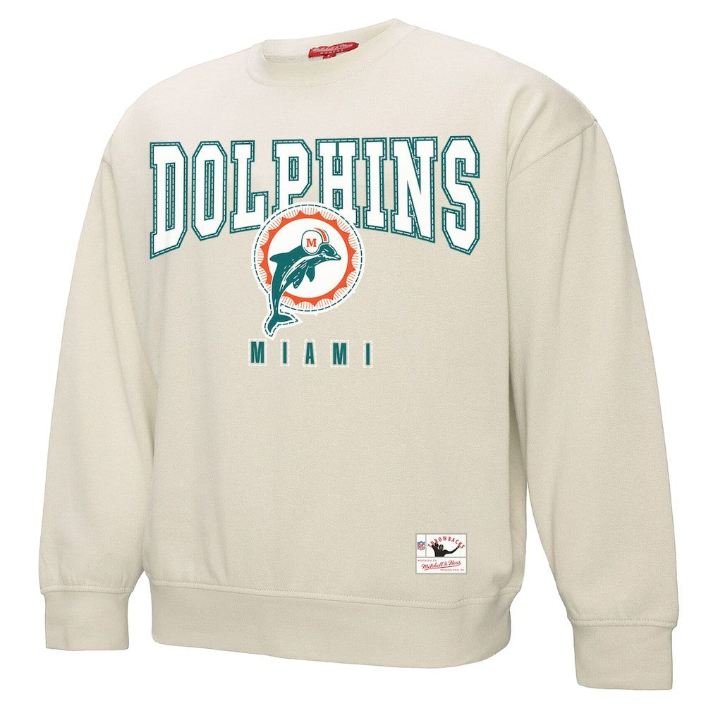 Miami Dolphins Women's Fandom Fleece Pullover Sweatshirt - Cream Pullover