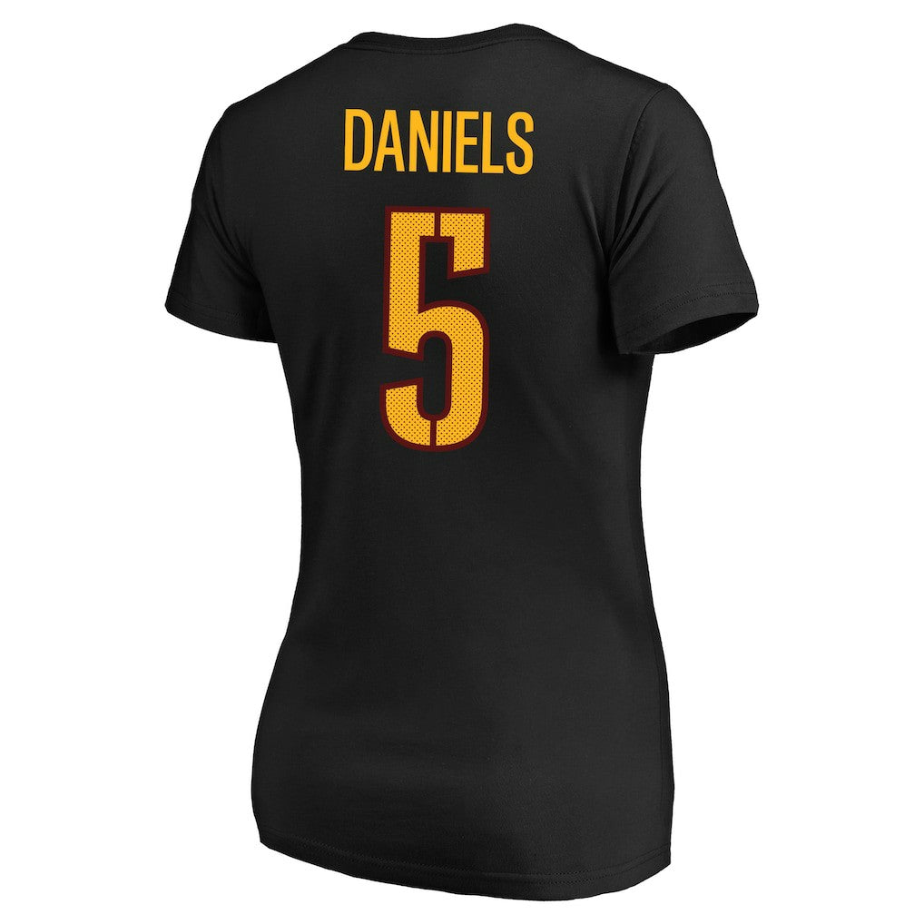 Jayden Daniels Washington Commanders Women's Plus Size Fair Catch Name & Number Scoop Neck T-Shirt - Black T-shirts