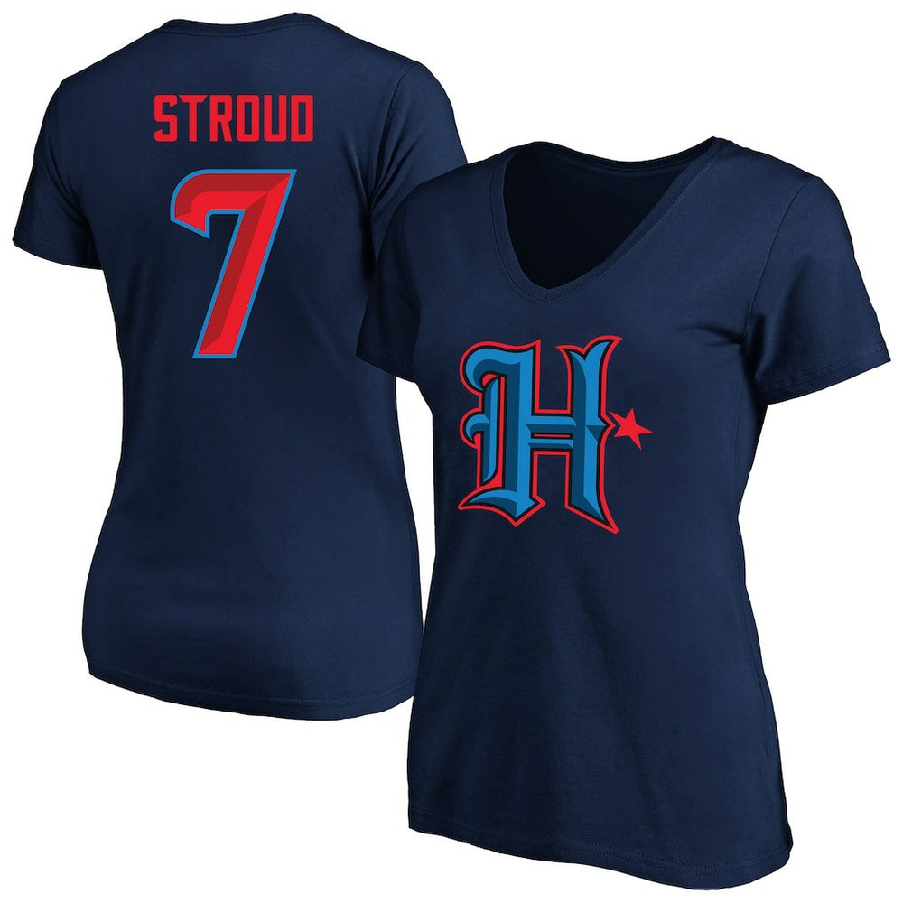 C.J. Stroud Houston Texans Women's Plus Size Fair Catch Name & Number Scoop Neck T-Shirt - Navy T-shirts