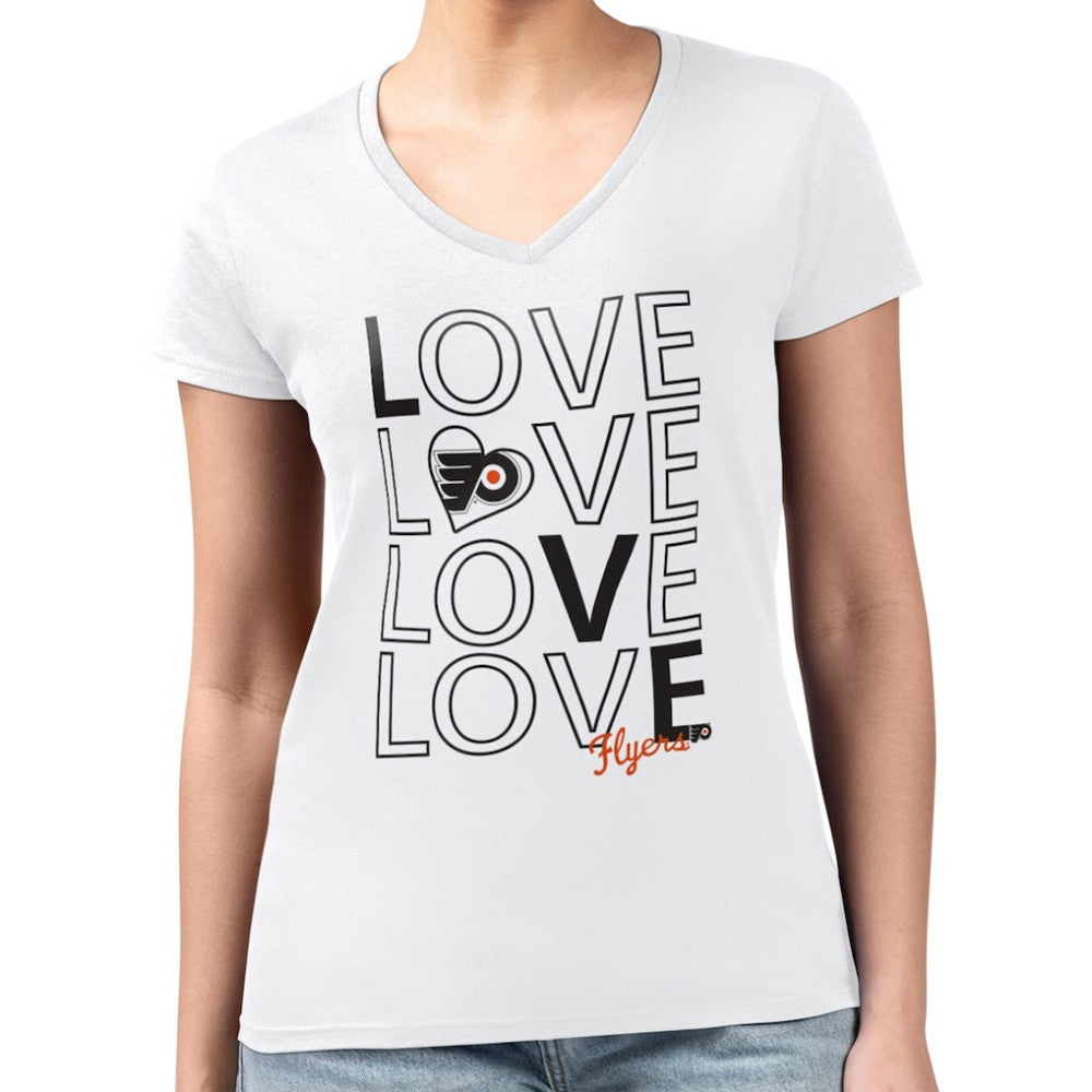 Philadelphia Flyers G-III 4Her by Carl Banks Women's Super-Slim Fit Lightweight Love V-Neck T-Shirt - White | US 202296387