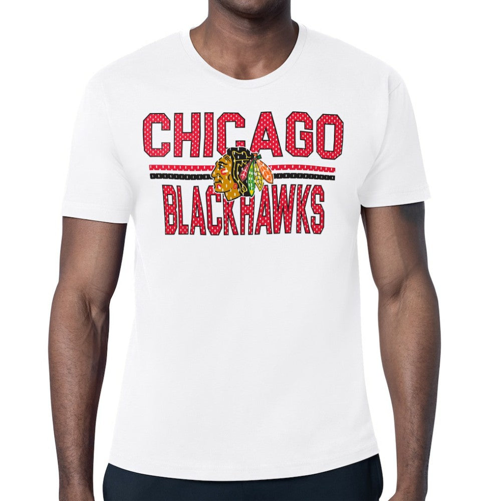 Chicago Blackhawks Starter Mesh Look Team Name T-Shirt - White | US 202296556