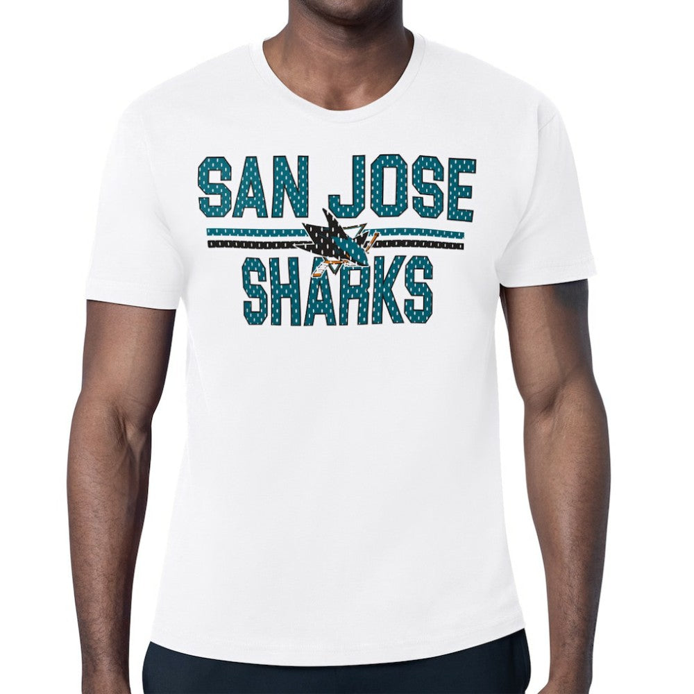 San Jose Sharks Starter Mesh Look Team Name T-Shirt - White | US 202296627