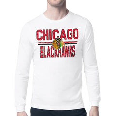 Chicago Blackhawks Starter Mesh Look Team Name Long Sleeve T-Shirt - White | US 202296667