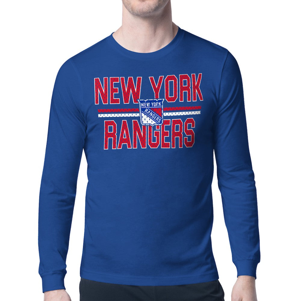 New York Rangers Starter Mesh Look Team Name Long Sleeve T-Shirt - Blue | US 202296708