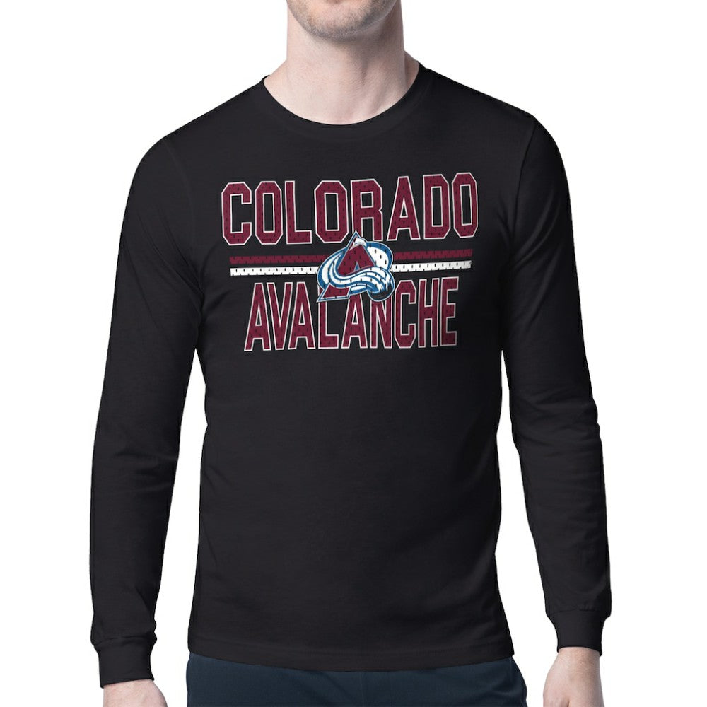 Colorado Avalanche Starter Mesh Look Team Name Long Sleeve T-Shirt - Black | US 202296717