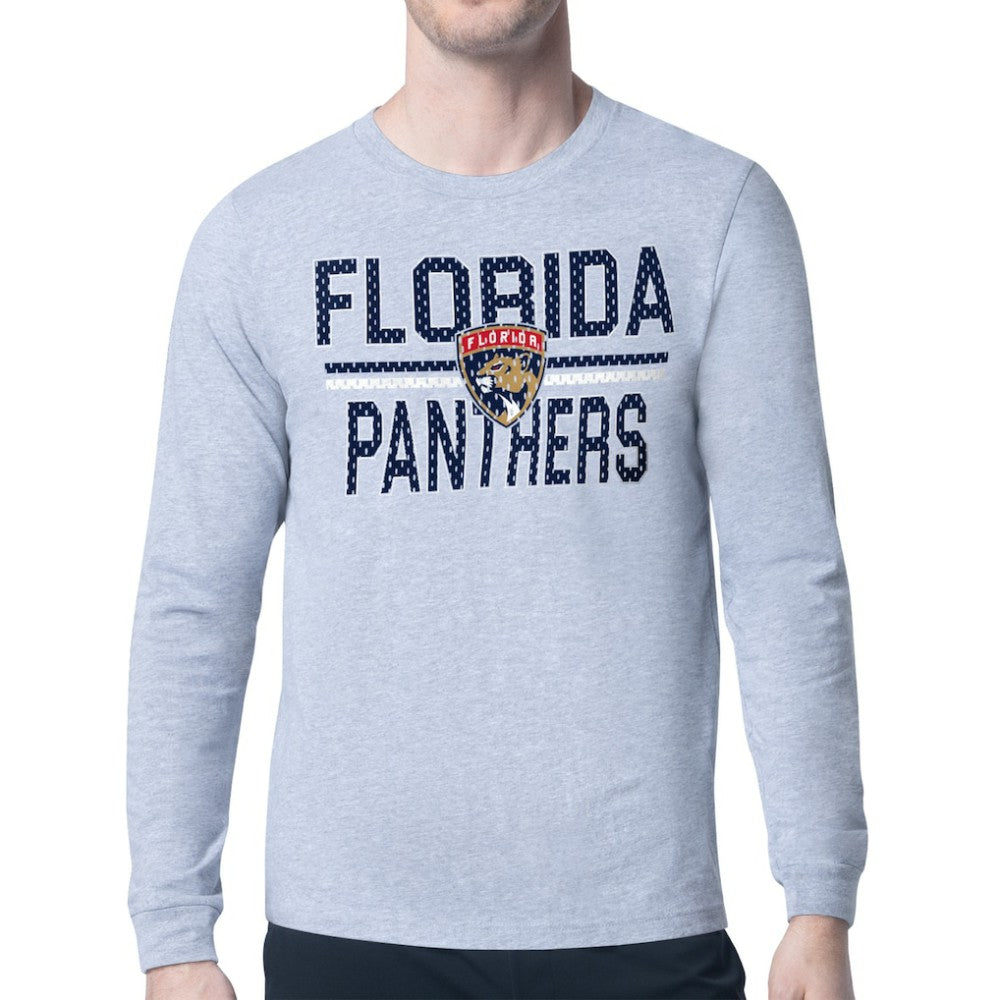 Florida Panthers Starter Mesh Look Team Name Logo Long Sleeve T-Shirt - Heather Gray | US 202296731