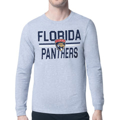 Florida Panthers Starter Mesh Look Team Name Logo Long Sleeve T-Shirt - Heather Gray | US 202296731