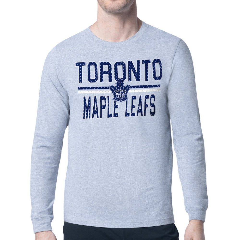 Toronto Maple Leafs Starter Mesh Look Team Name Logo Long Sleeve T-Shirt - Heather Gray | US 202296741