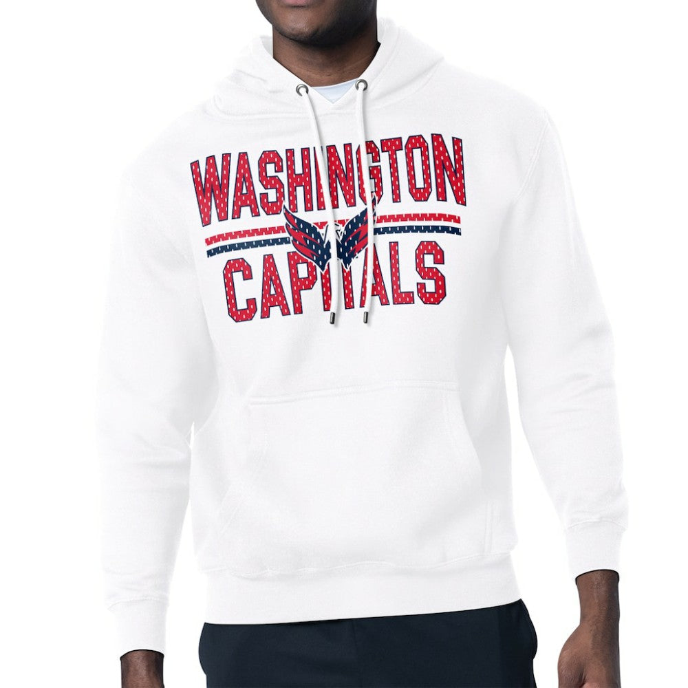 Washington Capitals Starter Mesh Look Team Name Logo Tri-Blend Pullover Hoodie - White | US 202296753