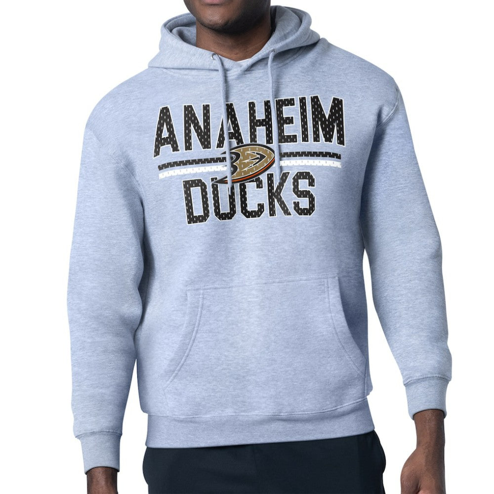 Anaheim Ducks Starter Mesh Look Team Name Logo Tri-Blend Pullover Hoodie - Heather Gray | US 202296755