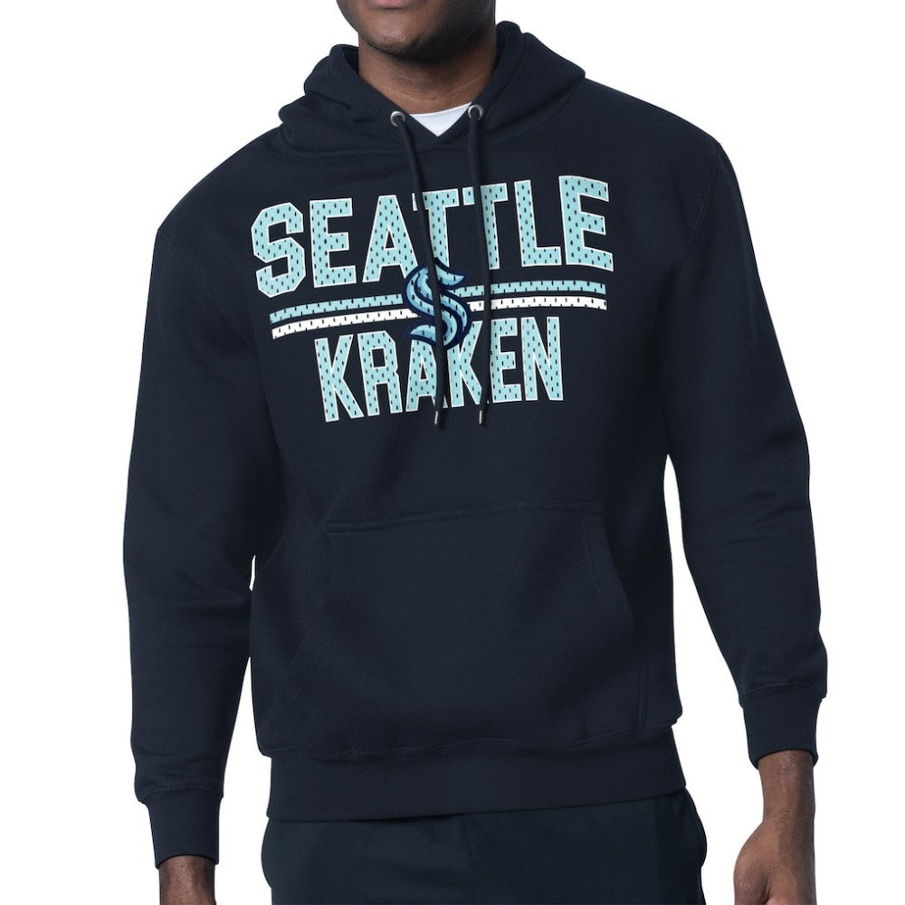 Seattle Kraken Starter Mesh Look Team Name Logo Tri-Blend Pullover Hoodie - Deep Sea Blue | US 202296781