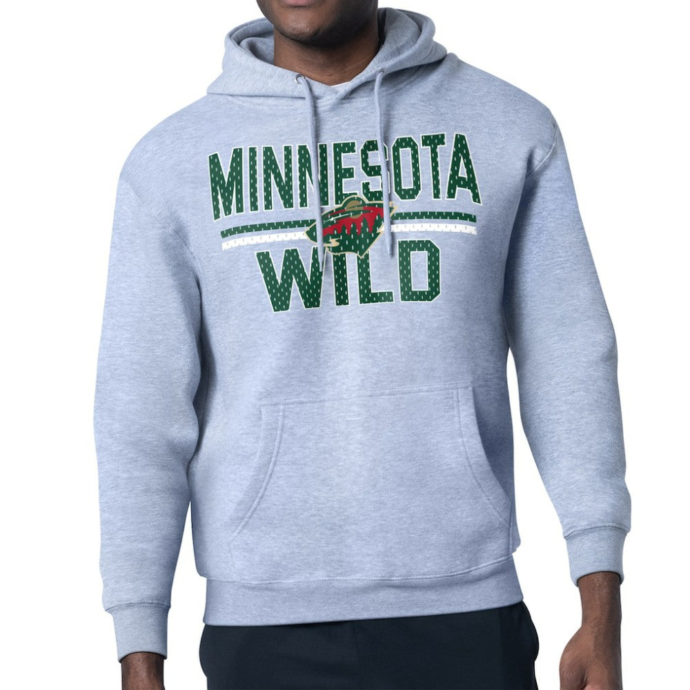 Minnesota Wild Starter Mesh Look Team Name Logo Tri-Blend Pullover Hoodie - Heather Gray | US 202296782