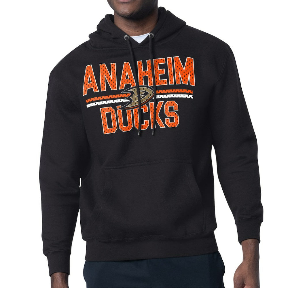 Anaheim Ducks Starter Mesh Look Team Name Logo Tri-Blend Pullover Hoodie - Black | US 202296787