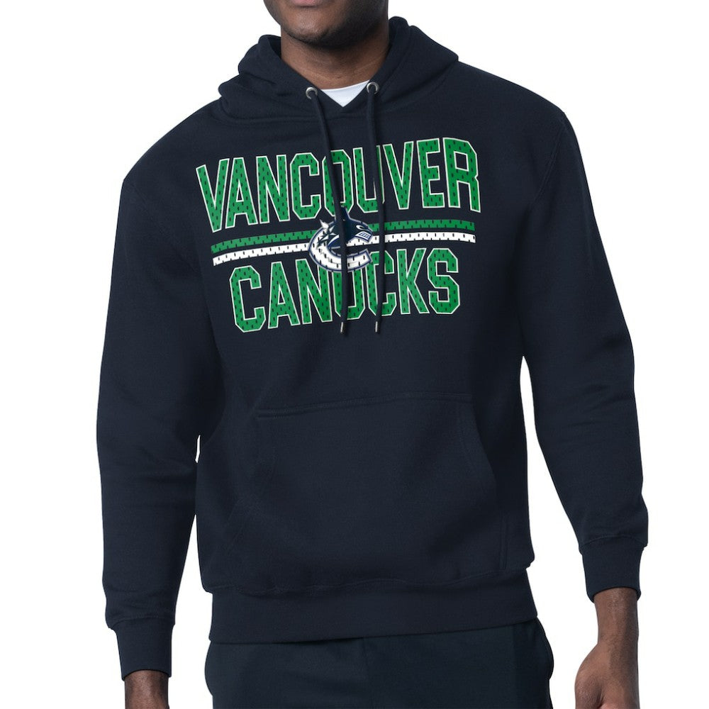 Vancouver Canucks Starter Mesh Look Team Name Logo Tri-Blend Pullover Hoodie - Navy | US 202296791