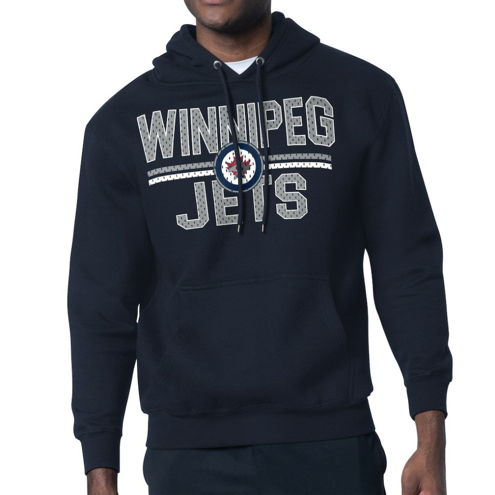 Winnipeg Jets Starter Mesh Look Team Name Logo Tri-Blend Pullover Hoodie - Navy | US 202296795