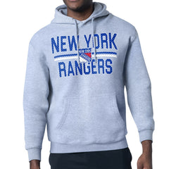 New York Rangers Starter Mesh Look Team Name Logo Tri-Blend Pullover Hoodie - Heather Gray | US 202296800