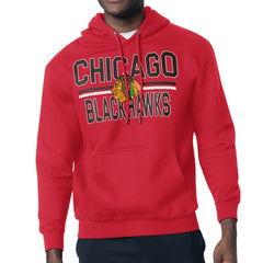 Chicago Blackhawks Starter Mesh Look Team Name Logo Tri-Blend Pullover Hoodie - Red | US 202296803