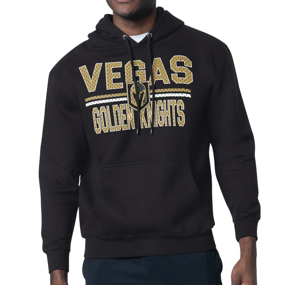 Vegas Golden Knights Starter Mesh Look Team Name Logo Tri-Blend Pullover Hoodie - Black | US 202296806
