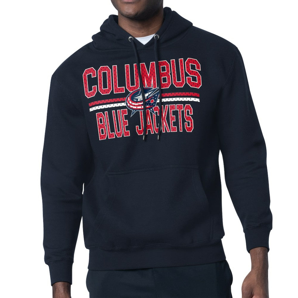 Columbus Blue Jackets Starter Mesh Look Team Name Logo Tri-Blend Pullover Hoodie - Navy | US 202296808