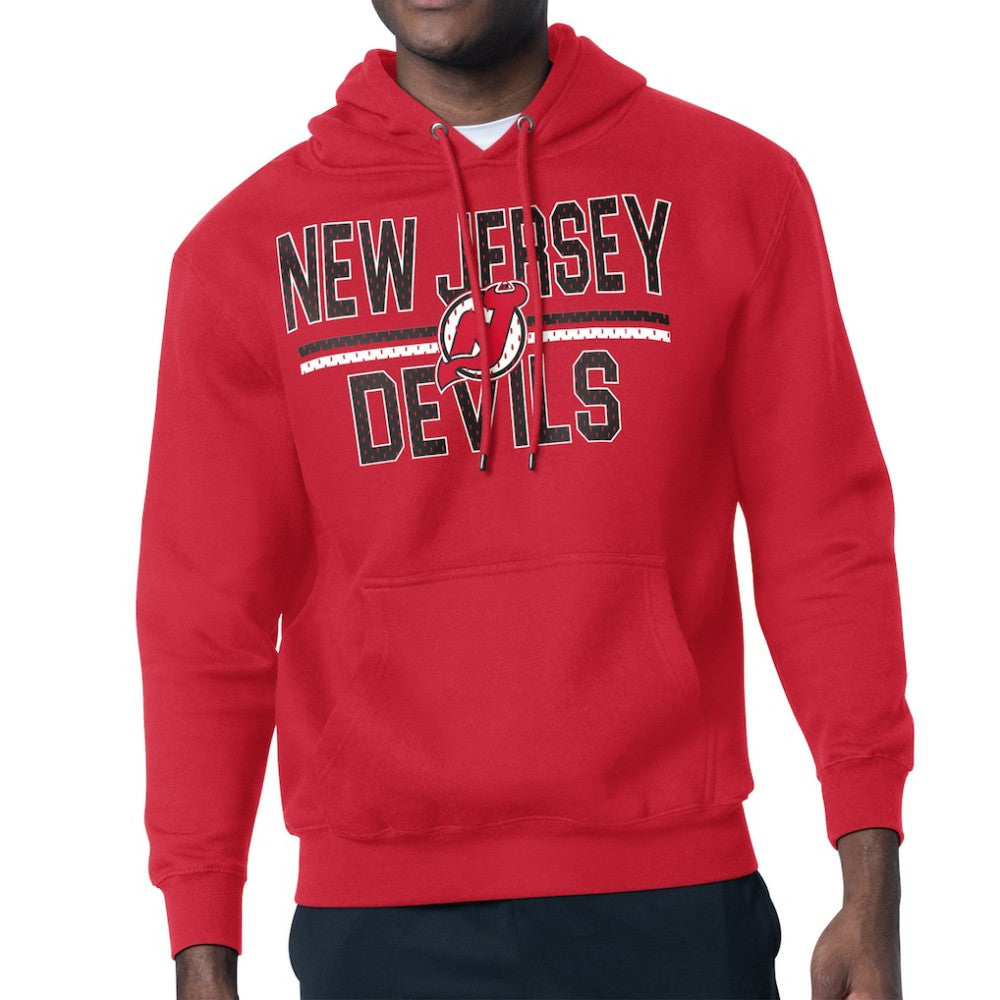 New Jersey Devils Starter Mesh Look Team Name Logo Tri-Blend Pullover Hoodie - Red | US 202296813