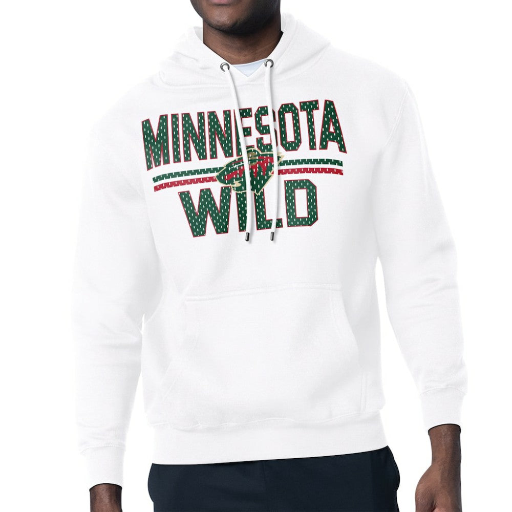 Minnesota Wild Starter Mesh Look Team Name Logo Tri-Blend Pullover Hoodie - White | US 202296815