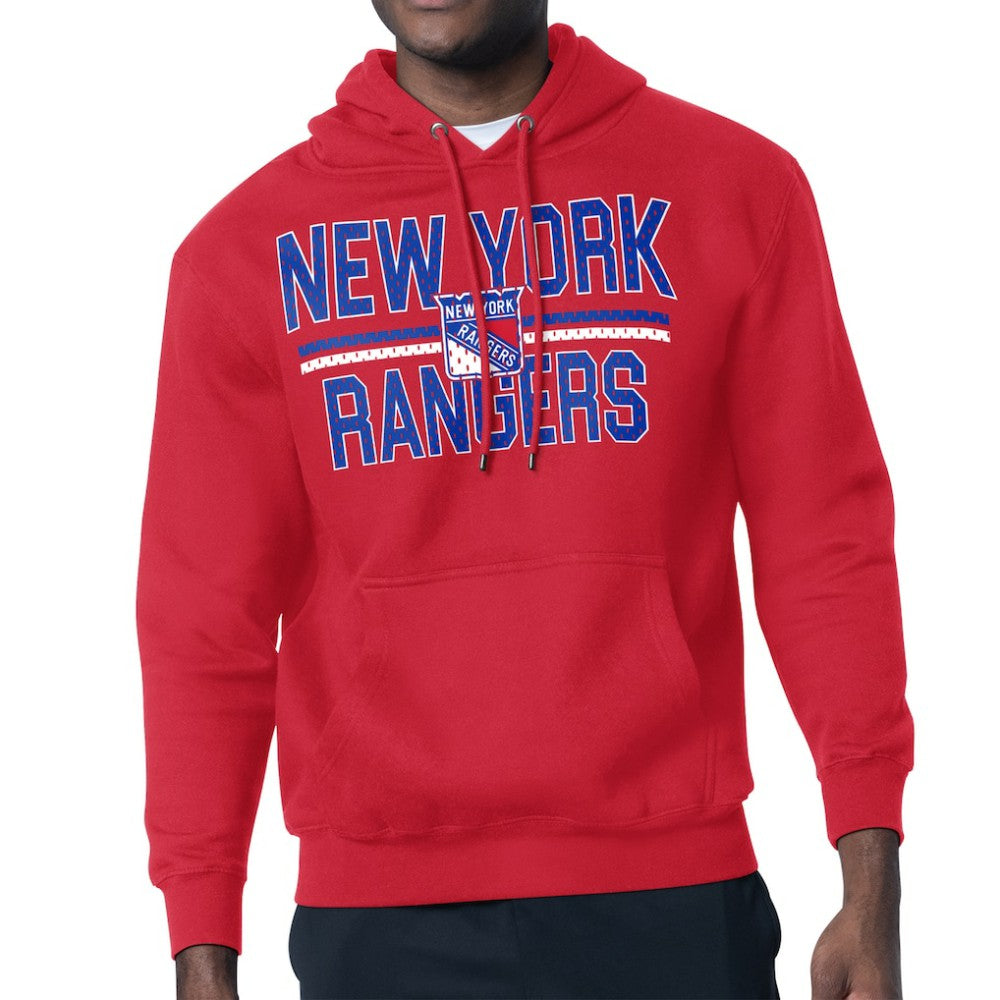 New York Rangers Starter Mesh Look Team Name Logo Tri-Blend Pullover Hoodie - Red | US 202296816