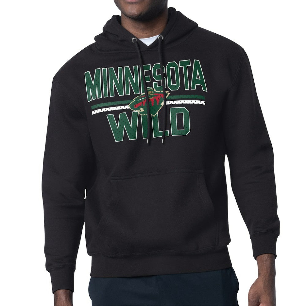 Minnesota Wild Starter Mesh Look Team Name Logo Tri-Blend Pullover Hoodie - Black | US 202296824