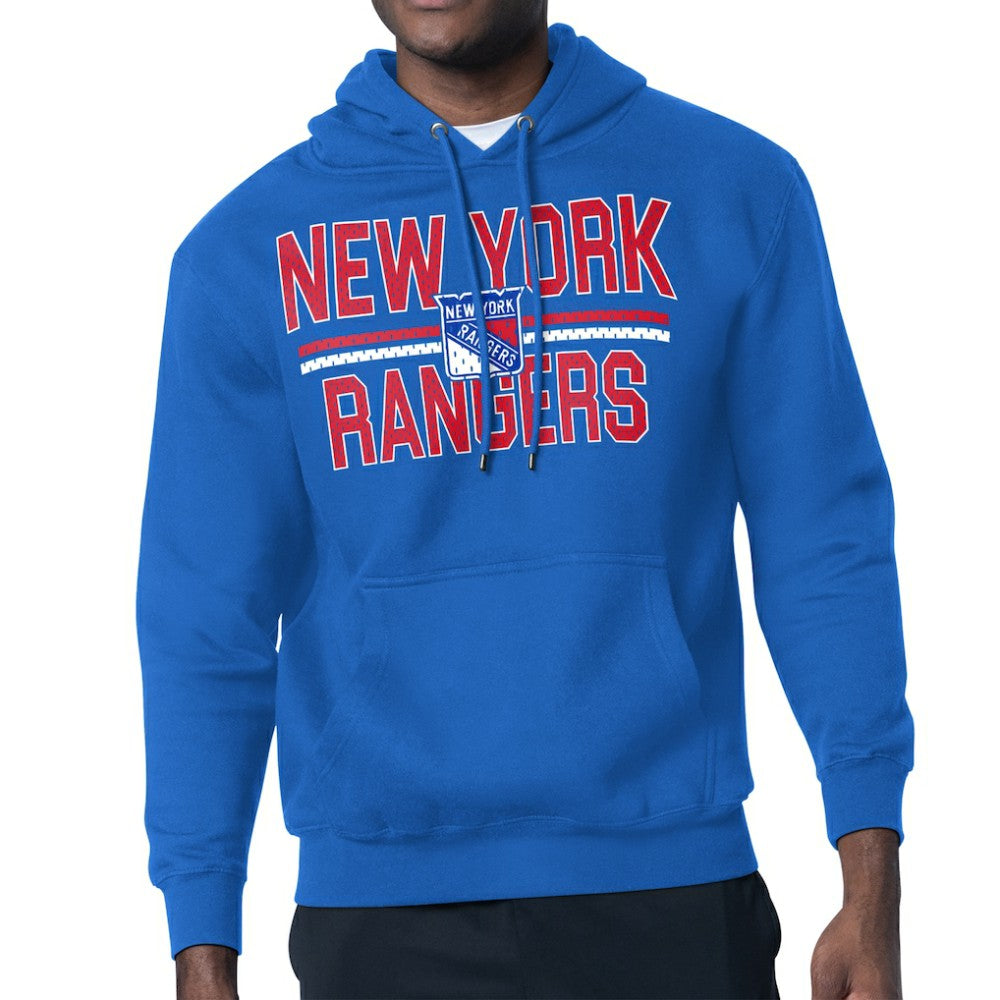 New York Rangers Starter Mesh Look Team Name Logo Tri-Blend Pullover Hoodie - Blue | US 202296837