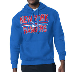 New York Rangers Starter Mesh Look Team Name Logo Tri-Blend Pullover Hoodie - Blue | US 202296837