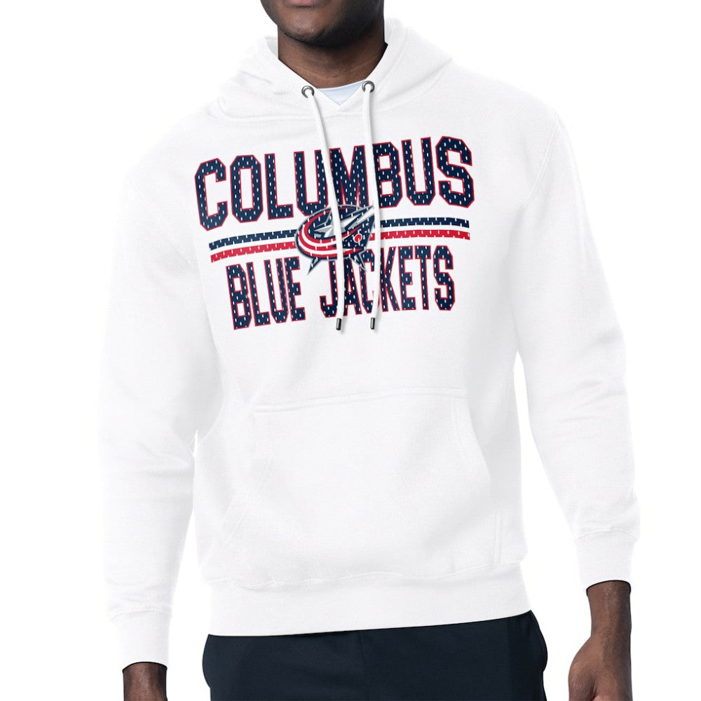 Columbus Blue Jackets Starter Mesh Look Team Name Logo Tri-Blend Pullover Hoodie - White | US 202296838
