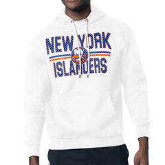 New York Islanders Starter Mesh Look Team Name Logo Tri-Blend Pullover Hoodie - White | US 202296851