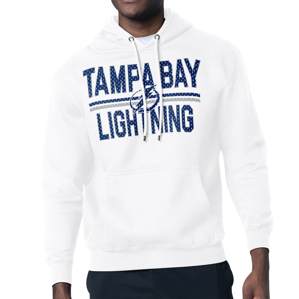 Tampa Bay Lightning Starter Mesh Look Team Name Logo Tri-Blend Pullover Hoodie - White | US 202296857