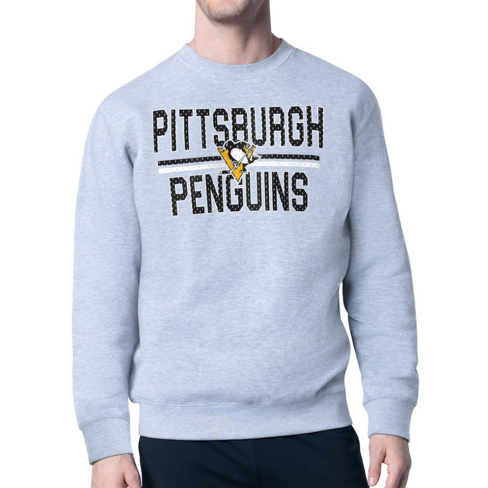 Pittsburgh Penguins Starter Mesh Look Team Name Logo Pullover Sweatshirt - Heather Gray | US 202296860