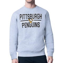 Pittsburgh Penguins Starter Mesh Look Team Name Logo Pullover Sweatshirt - Heather Gray | US 202296860
