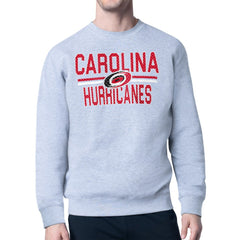 Carolina Hurricanes Starter Mesh Look Team Name Logo Pullover Sweatshirt - Heather Gray | US 202296863