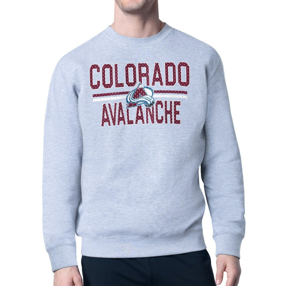 Colorado Avalanche Starter Mesh Look Team Name Logo Pullover Sweatshirt - Heather Gray | US 202296865