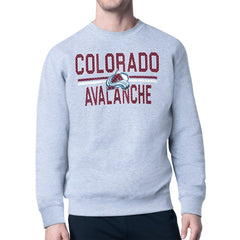 Colorado Avalanche Starter Mesh Look Team Name Logo Pullover Sweatshirt - Heather Gray | US 202296865
