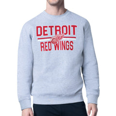 Detroit Red Wings Starter Mesh Look Team Name Logo Pullover Sweatshirt - Heather Gray | US 202296868