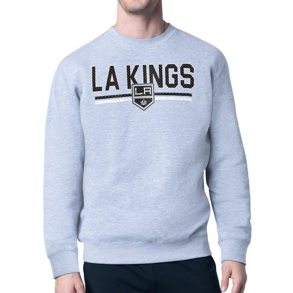 Los Angeles Kings Starter Mesh Look Team Name Logo Pullover Sweatshirt - Heather Gray | US 202296871