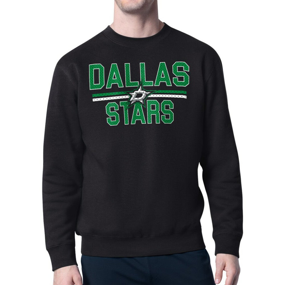 Dallas Stars Starter Mesh Look Team Name Logo Pullover Sweatshirt - Black | US 202296878