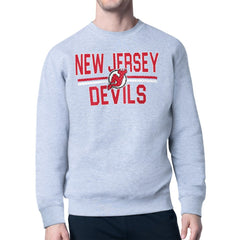 New Jersey Devils Starter Mesh Look Team Name Logo Pullover Sweatshirt - Heather Gray | US 202296881