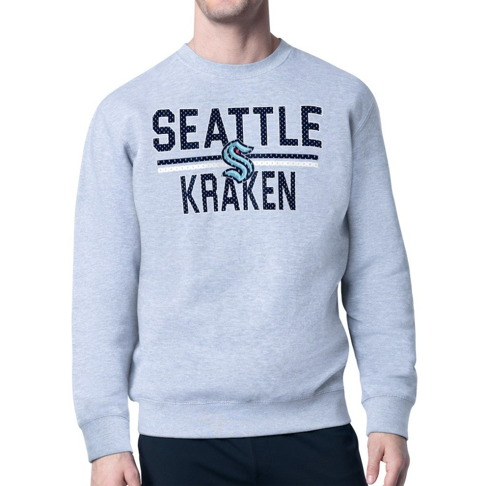 Seattle Kraken Starter Mesh Look Team Name Logo Pullover Sweatshirt - Heather Gray | US 202296883