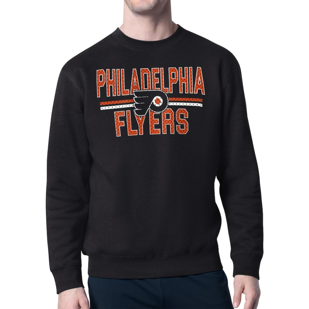 Philadelphia Flyers Starter Mesh Look Team Name Logo Pullover Sweatshirt - Black | US 202296895