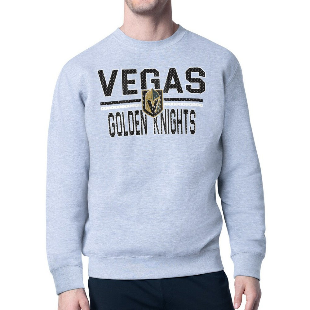 Vegas Golden Knights Starter Mesh Look Team Name Logo Pullover Sweatshirt - Heather Gray | US 202296896