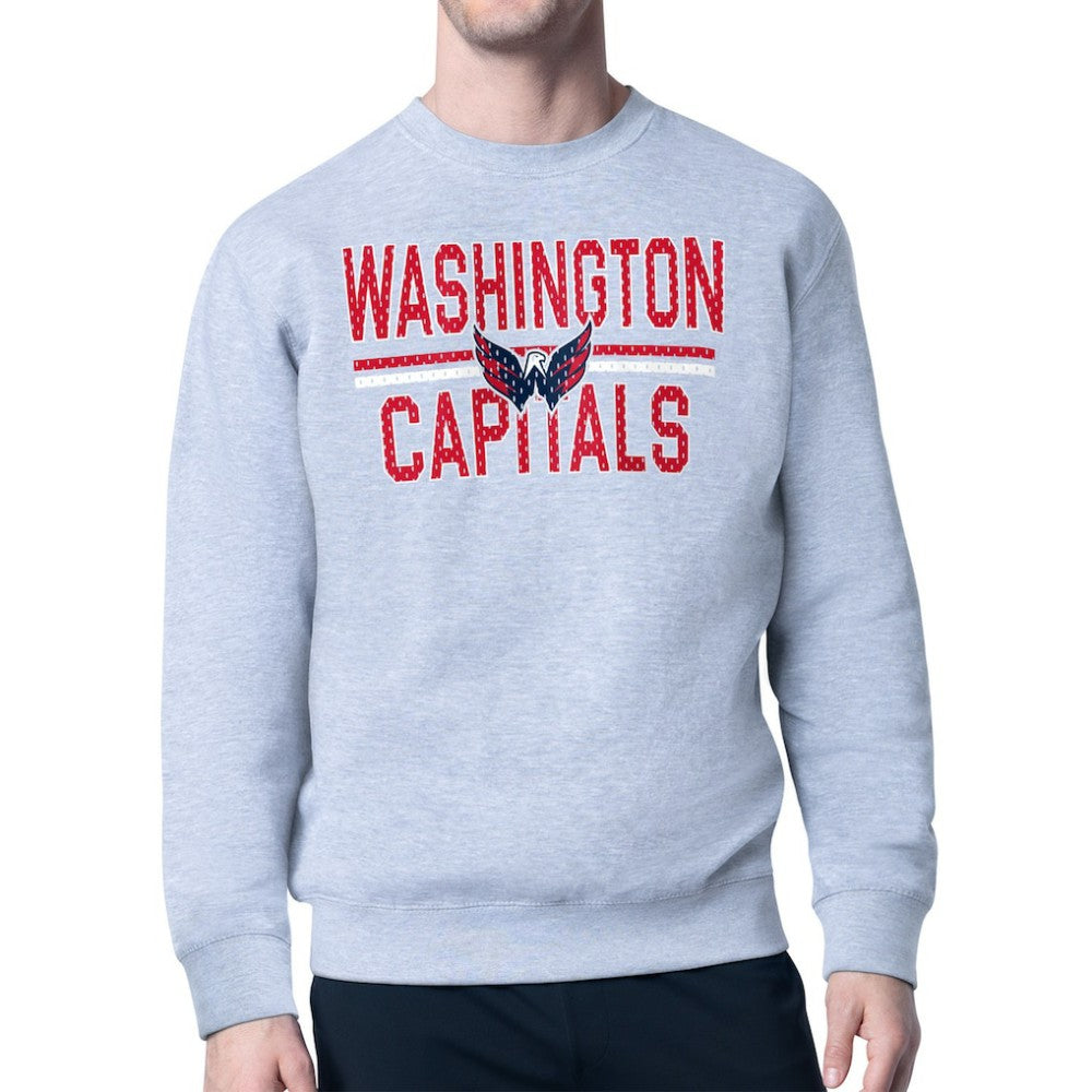 Washington Capitals Starter Mesh Look Team Name Logo Pullover Sweatshirt - Heather Gray | US 202296897