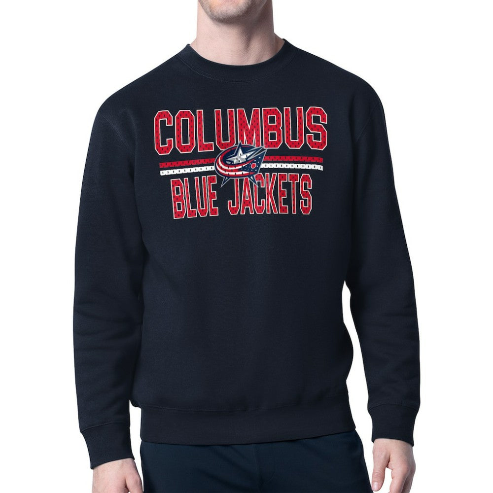 Columbus Blue Jackets Starter Mesh Look Team Name Logo Pullover Sweatshirt - Navy | US 202296901