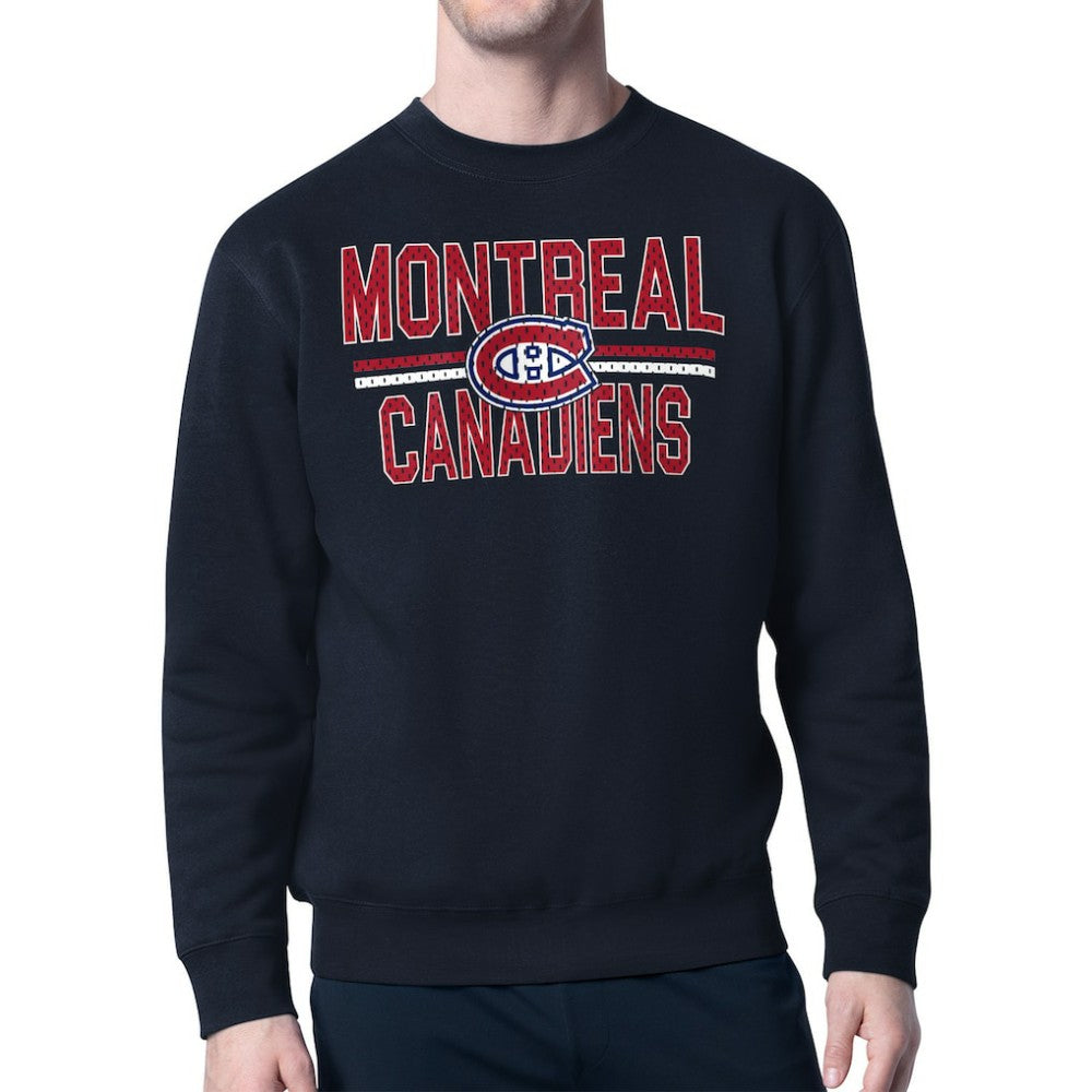 Montreal Canadiens Starter Mesh Look Team Name Logo Pullover Sweatshirt - Navy | US 202296904