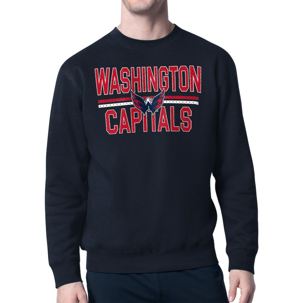 Washington Capitals Starter Mesh Look Team Name Logo Pullover Sweatshirt - Navy | US 202296915
