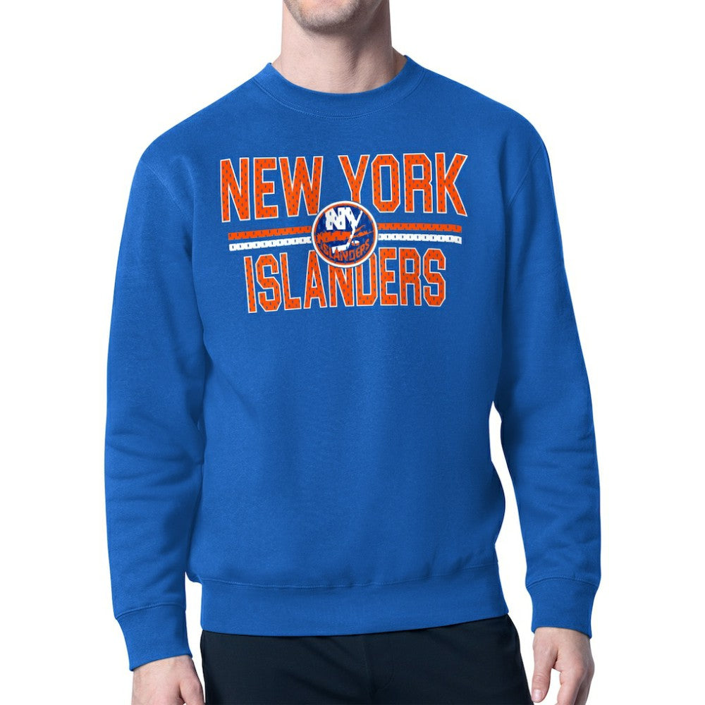 New York Islanders Starter Mesh Look Team Name Logo Pullover Sweatshirt - Blue | US 202296922